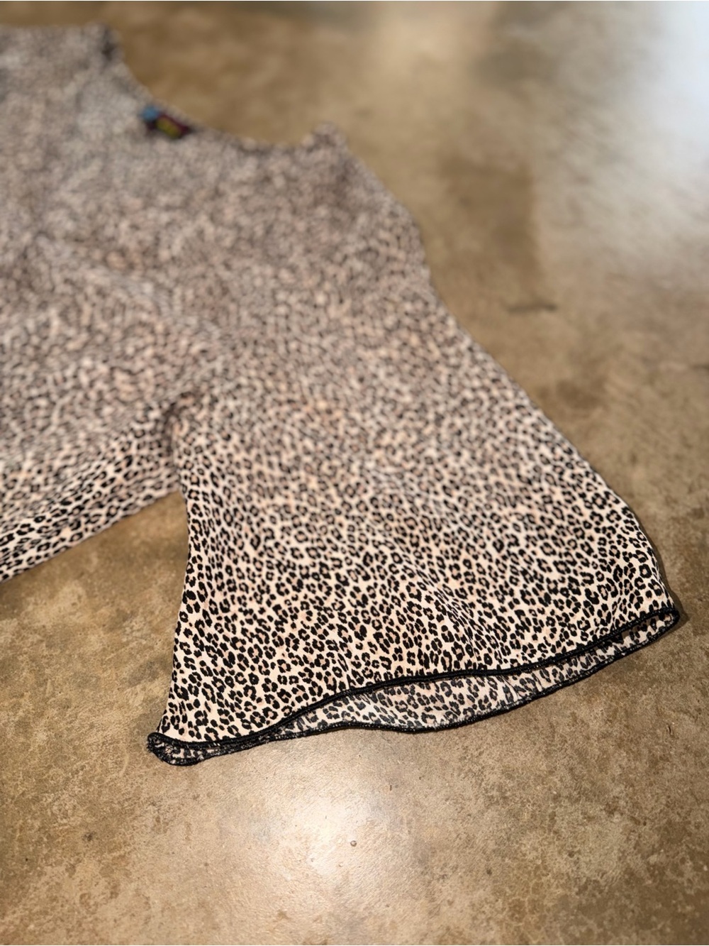 Y2K Leopard Print Peplum Top M (Fit S) B Famous USA Flutter Sleeve - Picture 5 of 10